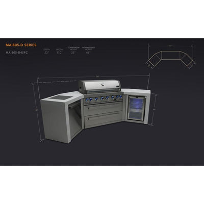 Mont Alpi 805 Deluxe 45 Degree Island Grill with Fridge Cabinet MAi805- D45FC