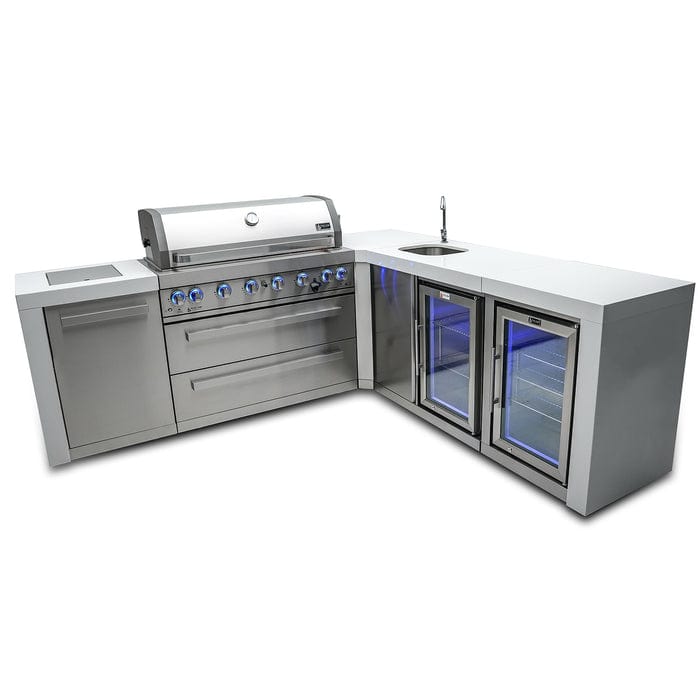 Mont Alpi 805 Deluxe 90 Degree Island Grill with Fridge and Beverage Center MAi805-D90BEVFC