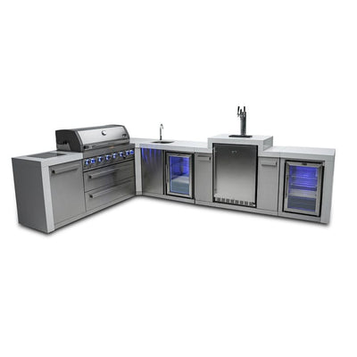 Mont Alpi 805 Deluxe 90 Degree Island Grill with Fridge, Kegerator and Beverage Center MAi805-D90KEGBEVFC