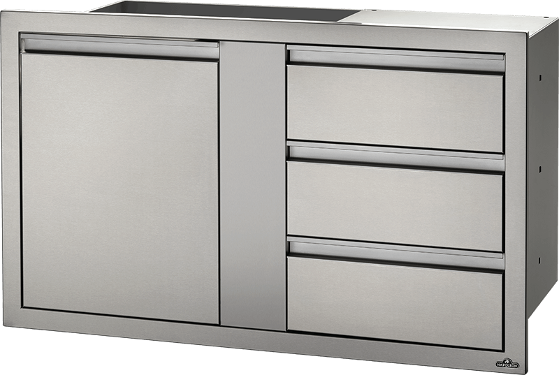 Napoleon Built-In Components 42" X 24" Stainless Steel Large Single Door & Triple Drawer BI-4224-1D3DR