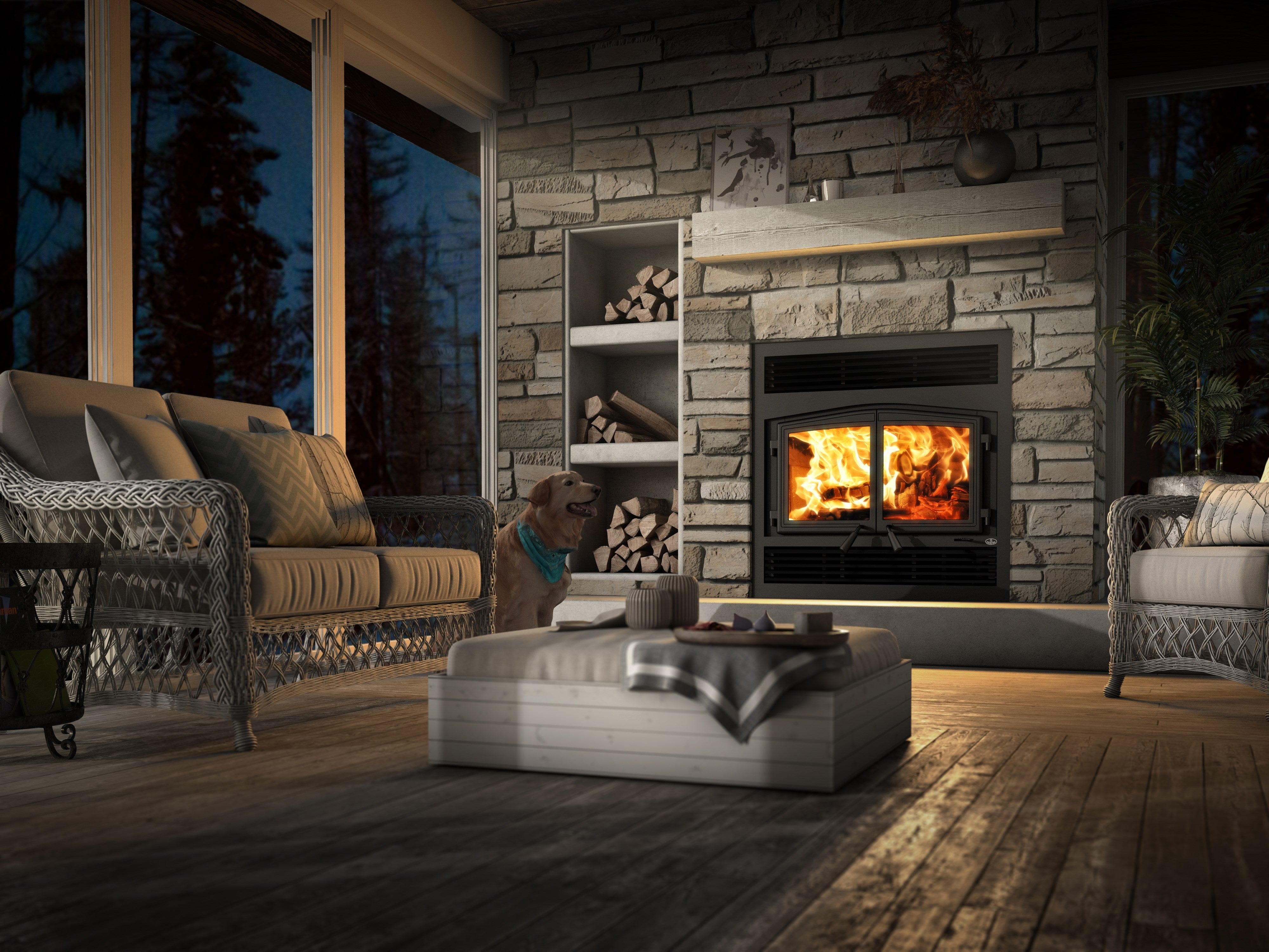 Osburn Stratford II Wood Fireplace w/4