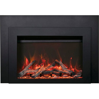 Sierra Flame 30" Electric Fireplace Insert with Black Steel Surround INS-FM-30