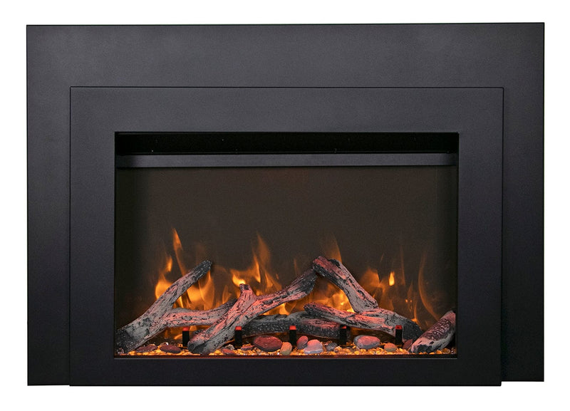 Sierra Flame 34" Electric Fireplace Insert with Black Steel Surround INS-FM-34