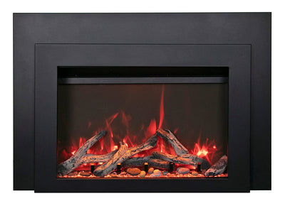 Sierra Flame 34" Electric Fireplace Insert with Black Steel Surround INS-FM-34