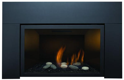 Sierra Flame Abbot Deluxe 30" Direct Vent Gas Insert ABBOT-30PG-DELUXE with Black Porcelain Panels & 9 pcs Rock Set