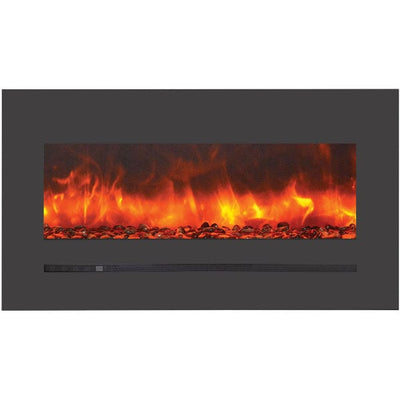 Sierra Flame Steel Front 34" Linear Wall Mount/Flush Mount Electric Fireplace WM-FML-34-4023-STL