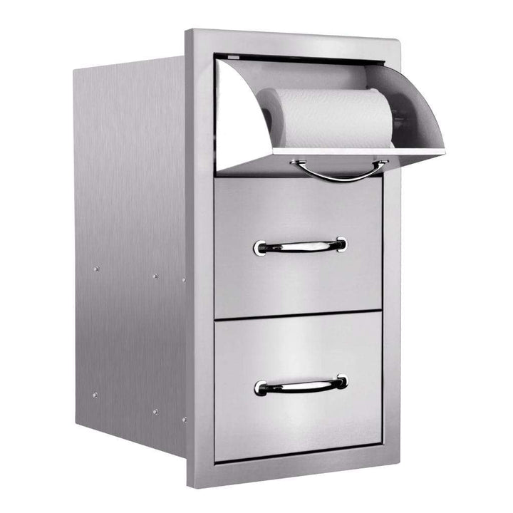 Summerset 17" Vertical 2-Drawer & Paper Towel Holder Combo Masonry SSTDC-17M