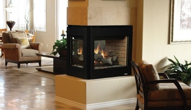 Superior 35" Traditional Direct Vent Peninsula Gas Fireplace DRF35PFDEN
