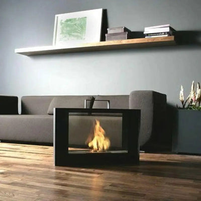 The Bio Flame Sek XL 53-inch See-Through Freestanding Ethanol Fireplace