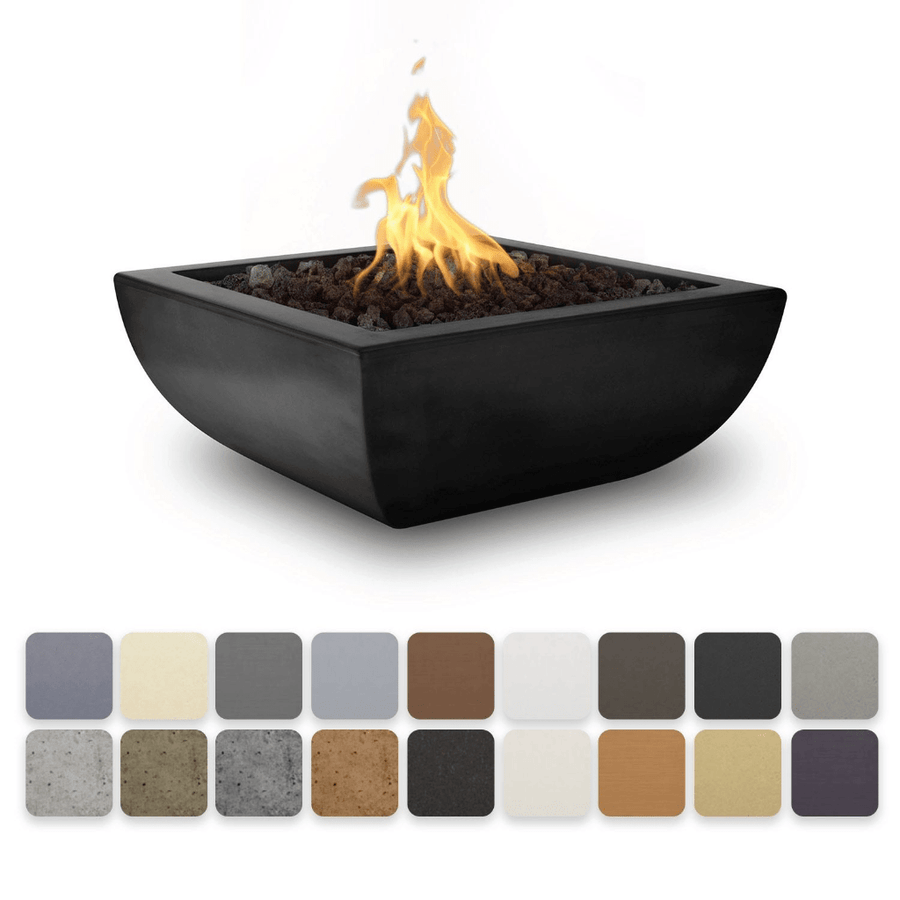 The Outdoor Plus Avalon GFRC 30" Concrete Square 12V Electronic Ignition Fire Bowl OPT-AVLFO30E12V