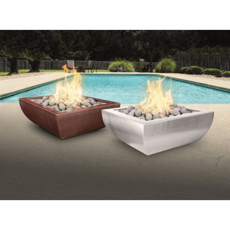 The Outdoor Plus Avalon GFRC 30" Concrete Square Match Lit Fire Bowl OPT-AVLFO30