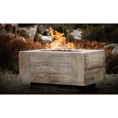 The Outdoor Plus Catalina 108" GFRC Wood Grain Concrete Rectangle 110V Electronic Ignition Gas Fire Pit OPT-CTL108EKIT