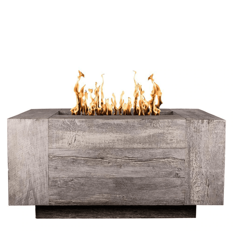 The Outdoor Plus Catalina 108" GFRC Wood Grain Concrete Rectangle 12V Electronic Ignition Gas Fire Pit OPT-CTL108E12V