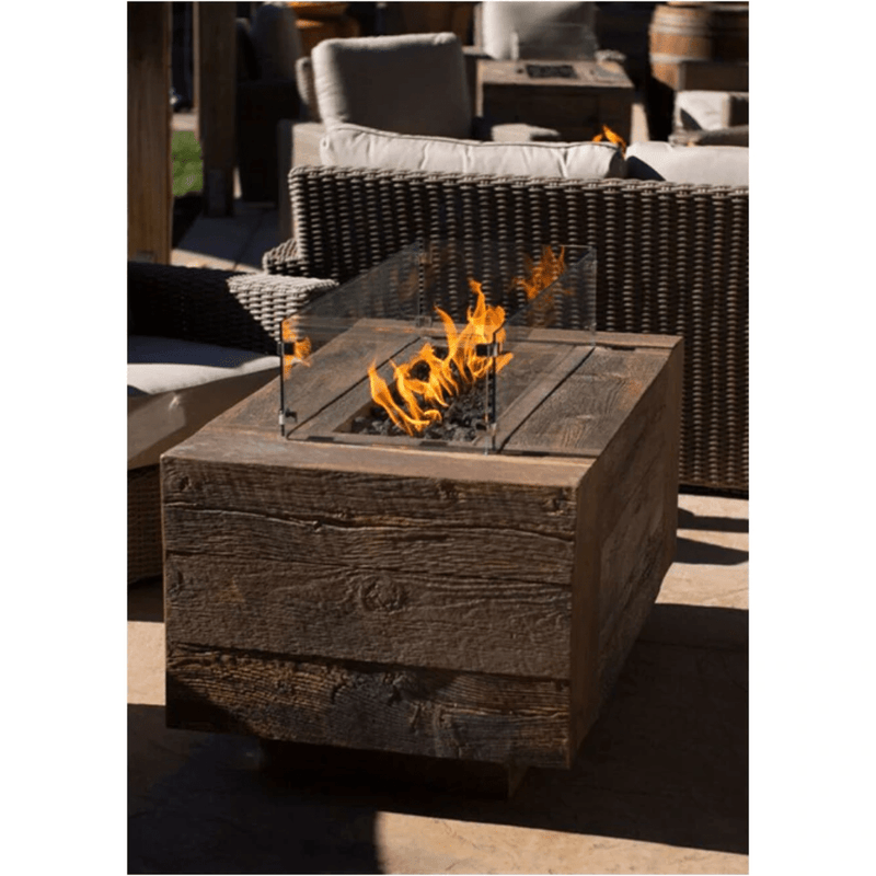 The Outdoor Plus Catalina GFRC 120" 110V Electronic Ignition Wood Grain Concrete Rectangle Gas Fire Pit OPT-CTL120EKIT