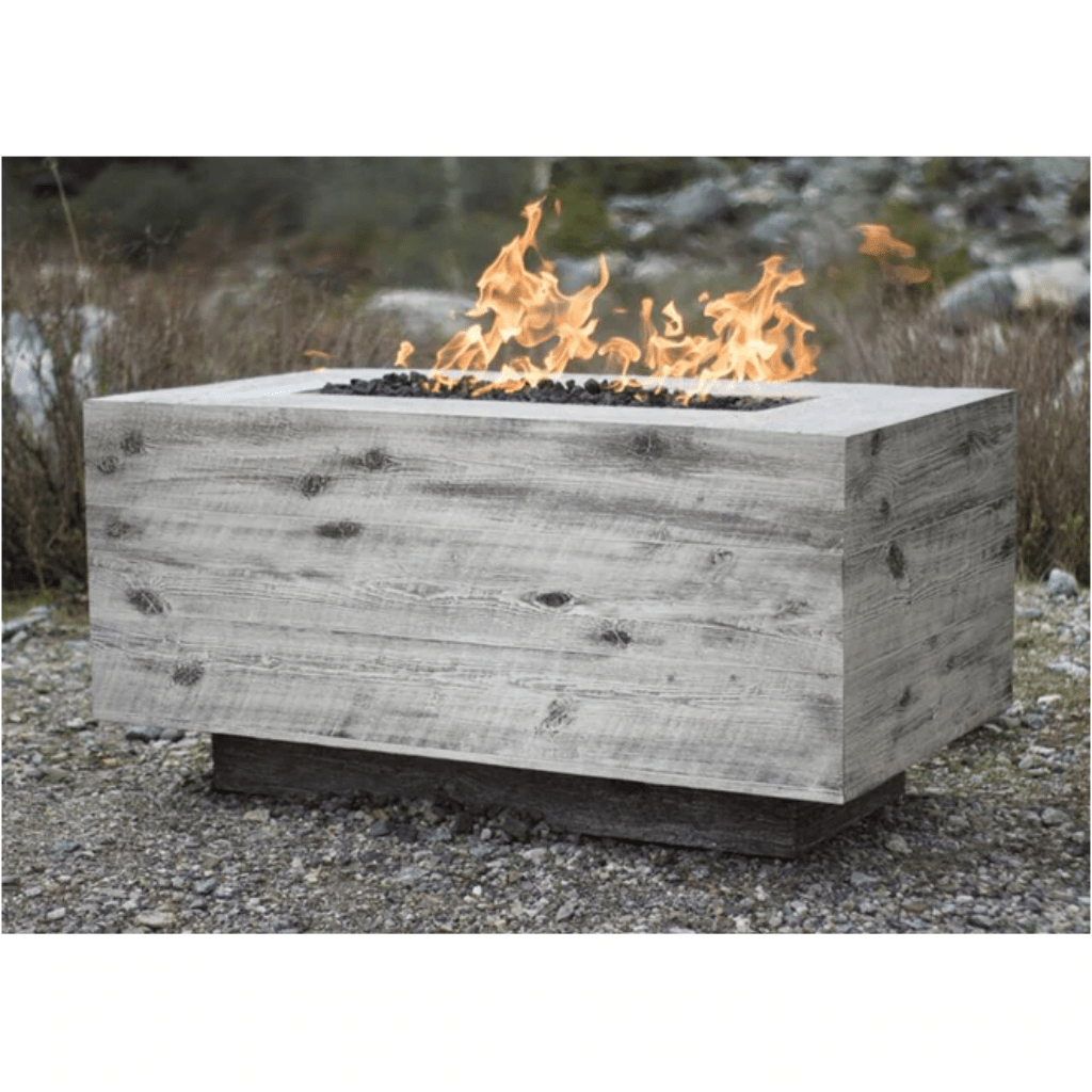 The Outdoor Plus Catalina GFRC 120" Match Lit Wood Grain Concrete Rectangle Gas Fire Pit OPT-CTL120