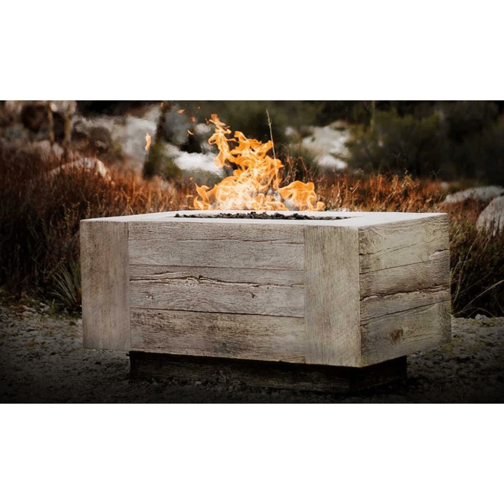 The Outdoor Plus Catalina GFRC 120" Match Lit Wood Grain Concrete Rectangle Gas Fire Pit OPT-CTL120