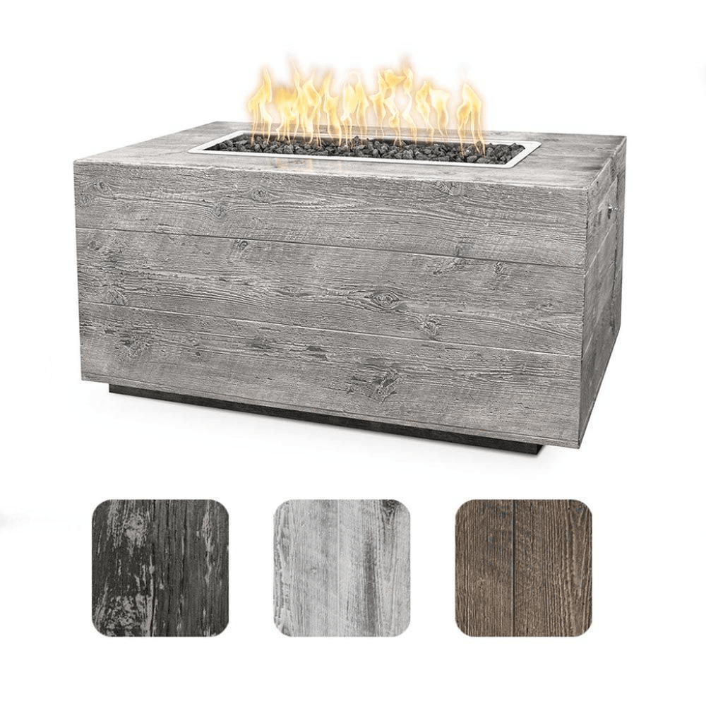 The Outdoor Plus Catalina GFRC 120" Match Lit Wood Grain Concrete Rectangle Gas Fire Pit OPT-CTL120