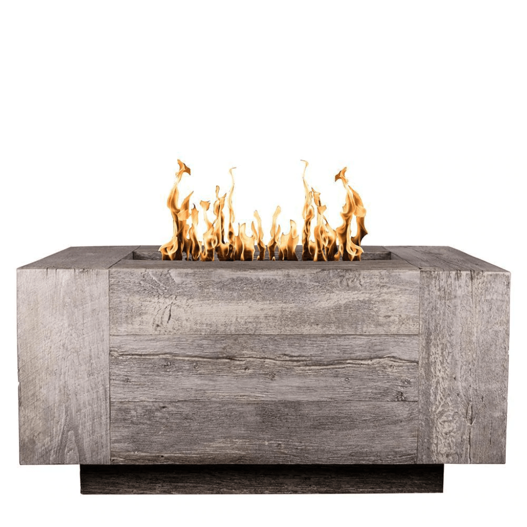 The Outdoor Plus Catalina GFRC 120" Match Lit Wood Grain Concrete Rectangle Gas Fire Pit OPT-CTL120