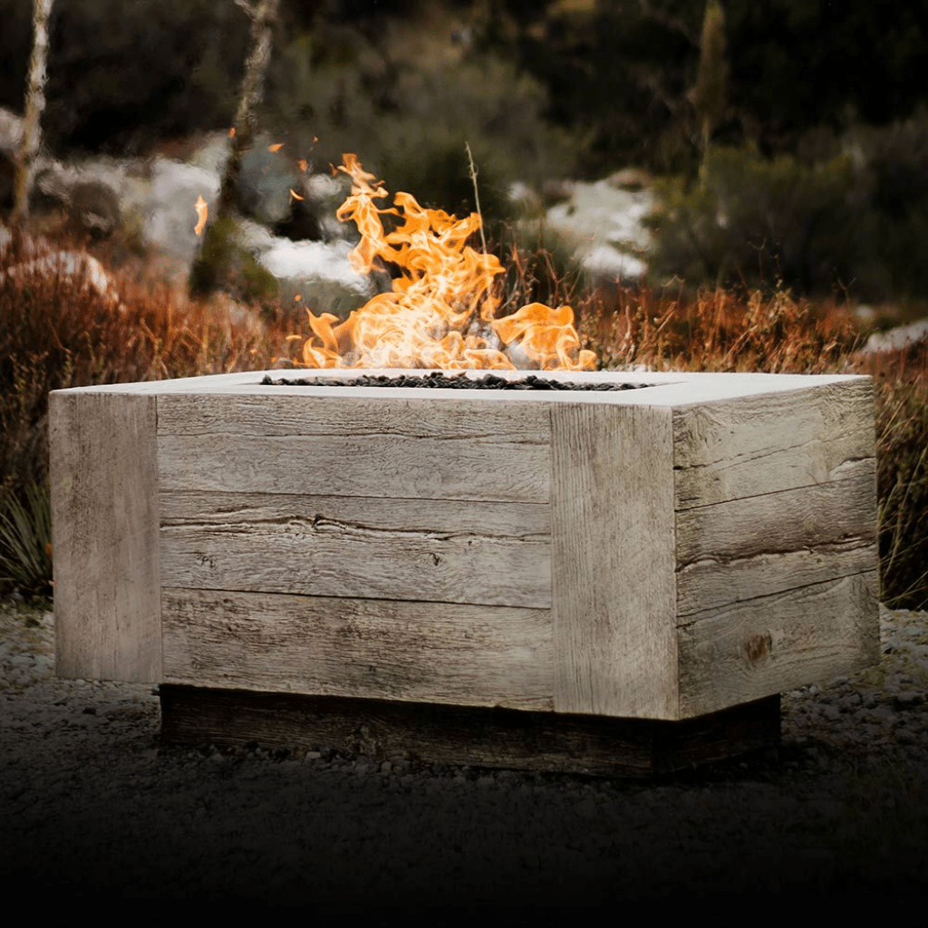 The Outdoor Plus Catalina GFRC 120" Match Lit Wood Grain Concrete Rectangle Gas Fire Pit OPT-CTL120