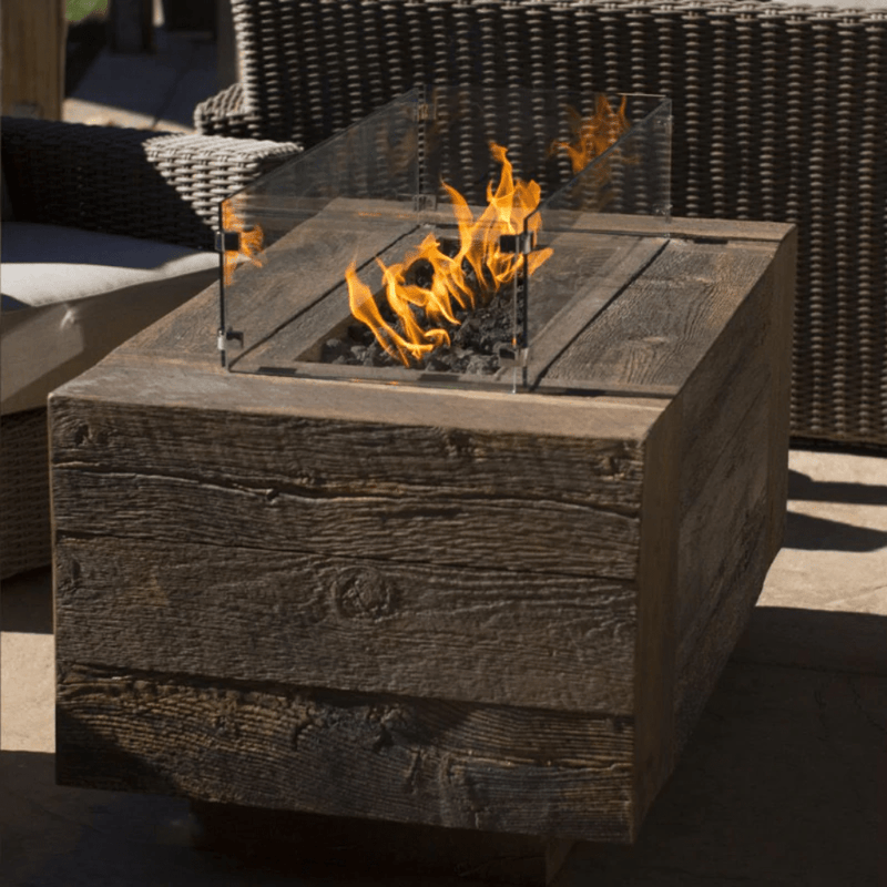 The Outdoor Plus Catalina GFRC 120" Match Lit Wood Grain Concrete Rectangle Gas Fire Pit OPT-CTL120