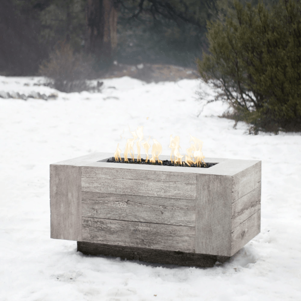 The Outdoor Plus Catalina GFRC 120" Match Lit Wood Grain Concrete Rectangle Gas Fire Pit OPT-CTL120