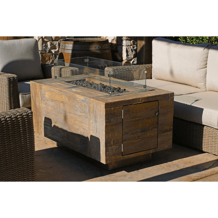 The Outdoor Plus Catalina GFRC 120" Match Lit Wood Grain Concrete Rectangle Gas Fire Pit OPT-CTL120