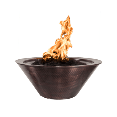 The Outdoor Plus Cazo 24" Electronic Ignition Hammered Copper Round Fire Bowl OPT-101-24NWFE12V