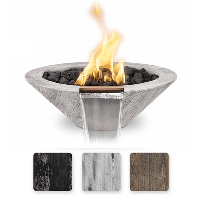 The Outdoor Plus Cazo 24"GFRC Wood Grain Concrete Round Fire & Water Bowl OPT-24RWGFW