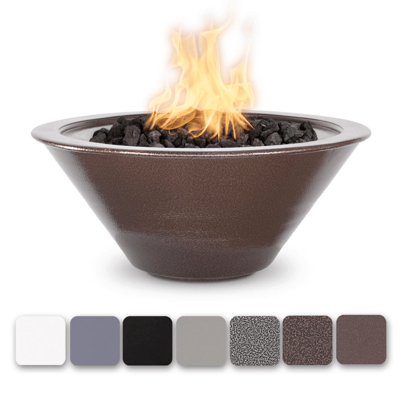 The Outdoor Plus Cazo 24" Powder Coated Steel Round 12V Electronic Ignition Fire Bowl OPT-R24PCFOE12V
