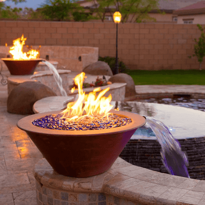 The Outdoor Plus Cazo 24" Powder Coated Steel Round Match Lit Fire & Water Bowl OPT-R24PCFW