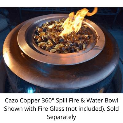 The Outdoor Plus Cazo 30″ Hammered Copper 360° Spill Round 12V Electronic Ignition Fire & Water Bowl OPT-30FW360E12V