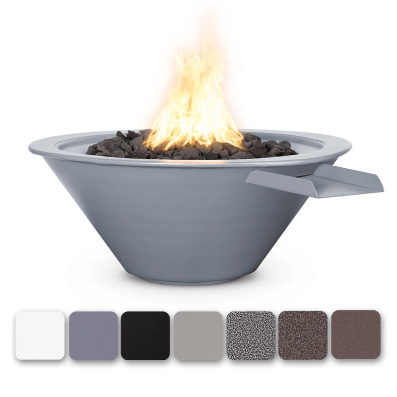 The Outdoor Plus Cazo 30" Powder Coated Steel Round Match Lit Fire & Water Bowl OPT-R30PCFW