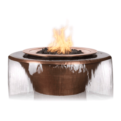 The Outdoor Plus Cazo 36″ Hammered Copper 360° Spill Round 12V Electronic Ignition Fire & Water Bowl OPT-36FW360E12V