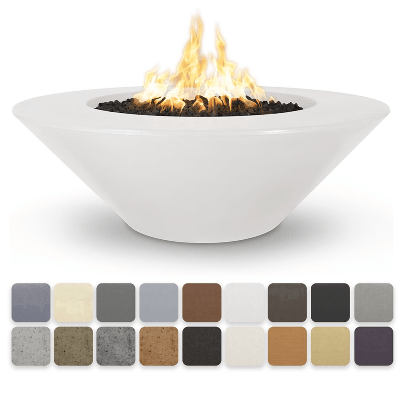 The Outdoor Plus Cazo 48" Wide Ledge GFRC Flame Sense with Spark Igniter Concrete Round Fire Pit