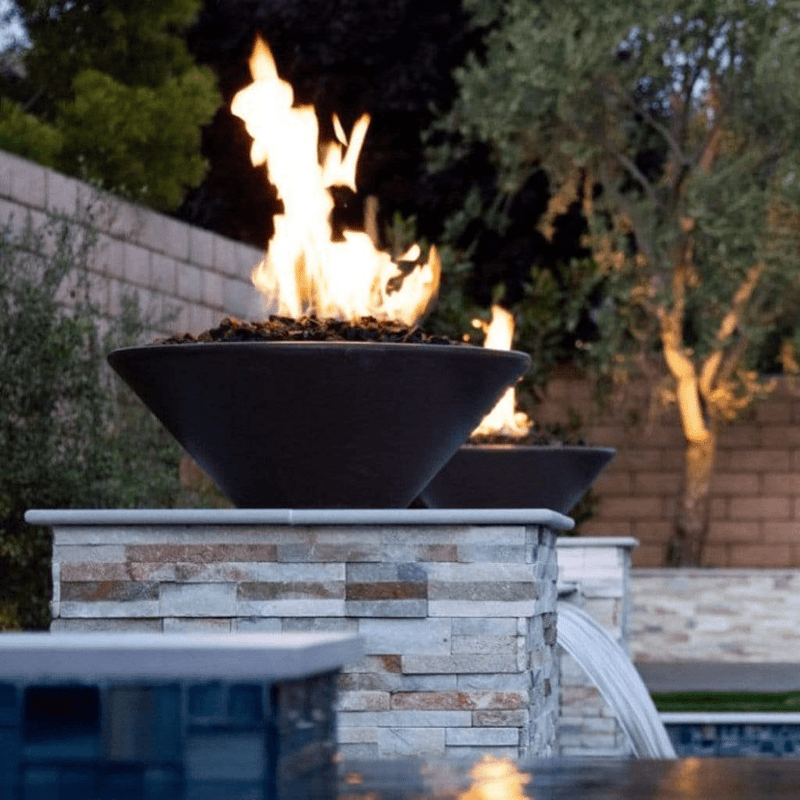 The Outdoor Plus Cazo GFRC 24" 12V Electronic Ignition Concrete Round Fire Bowl OPT-24RFOE12V