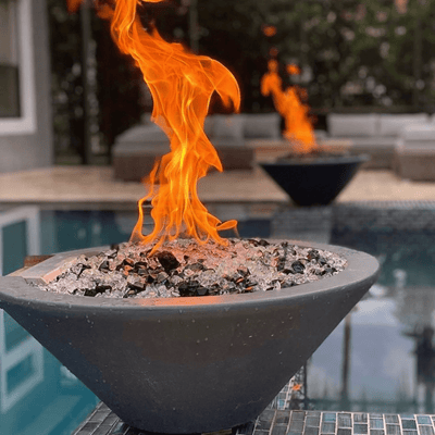 The Outdoor Plus Cazo GFRC 24" 12V Electronic Ignition Concrete Round Fire Bowl OPT-24RFOE12V
