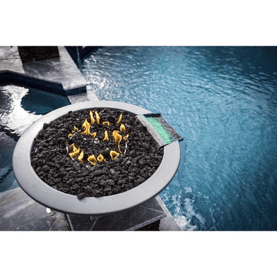 The Outdoor Plus Cazo GFRC 24" 12V Electronic Ignition Concrete Round Fire & Water Bowl OPT-24RFWE12V