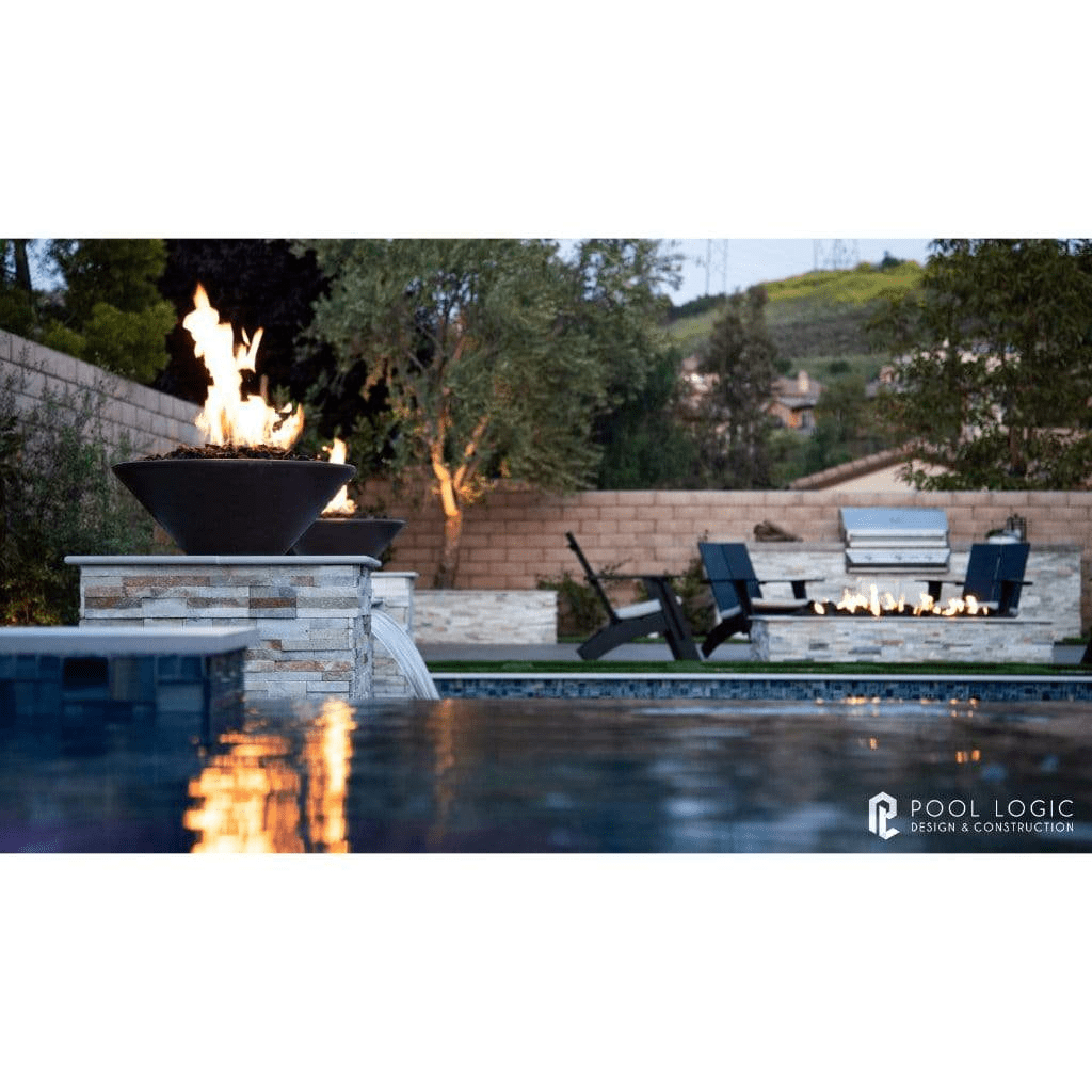 The Outdoor Plus Cazo GFRC 24" 12V Electronic Ignition Concrete Round Fire & Water Bowl OPT-24RFWE12V