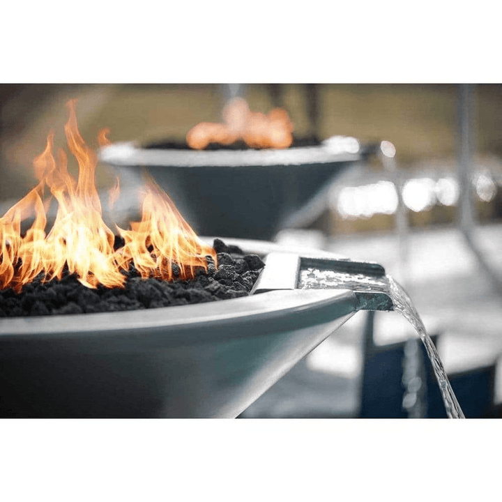 The Outdoor Plus Cazo GFRC 24" 12V Electronic Ignition Concrete Round Fire & Water Bowl OPT-24RFWE12V