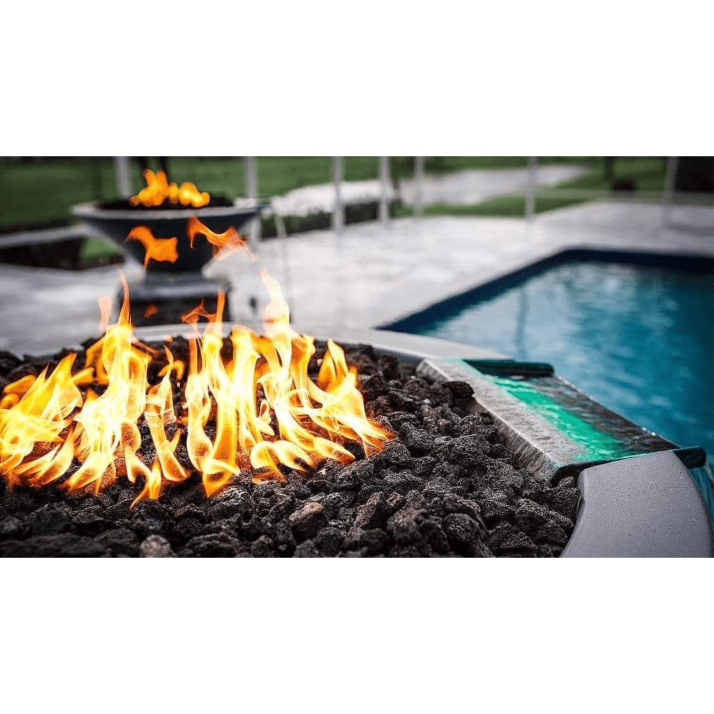 The Outdoor Plus Cazo GFRC 24" 12V Electronic Ignition Concrete Round Fire & Water Bowl OPT-24RFWE12V