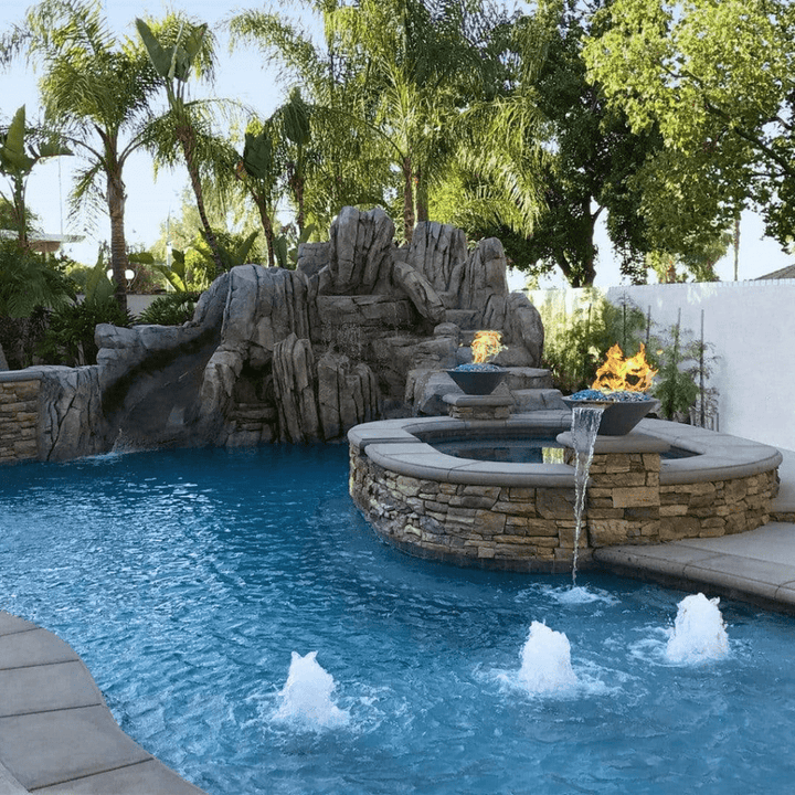 The Outdoor Plus Cazo GFRC 24" 12V Electronic Ignition Concrete Round Fire & Water Bowl OPT-24RFWE12V