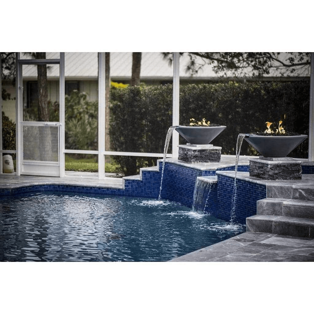 The Outdoor Plus Cazo GFRC 24" 12V Electronic Ignition Concrete Round Fire & Water Bowl OPT-24RFWE12V