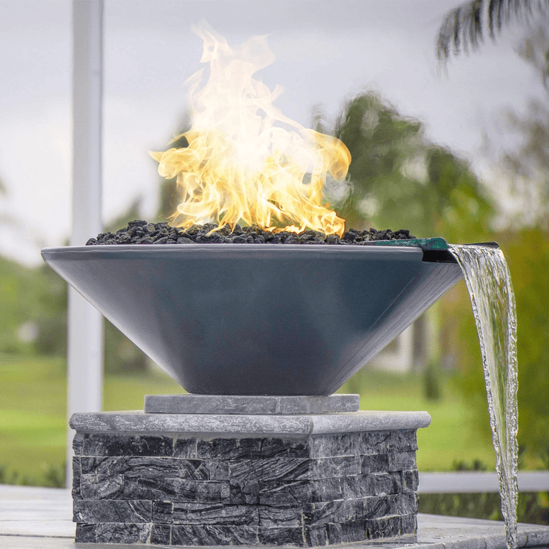 The Outdoor Plus Cazo GFRC 24" Match Lit Concrete Round Fire & Water Bowl OPT-24RFW
