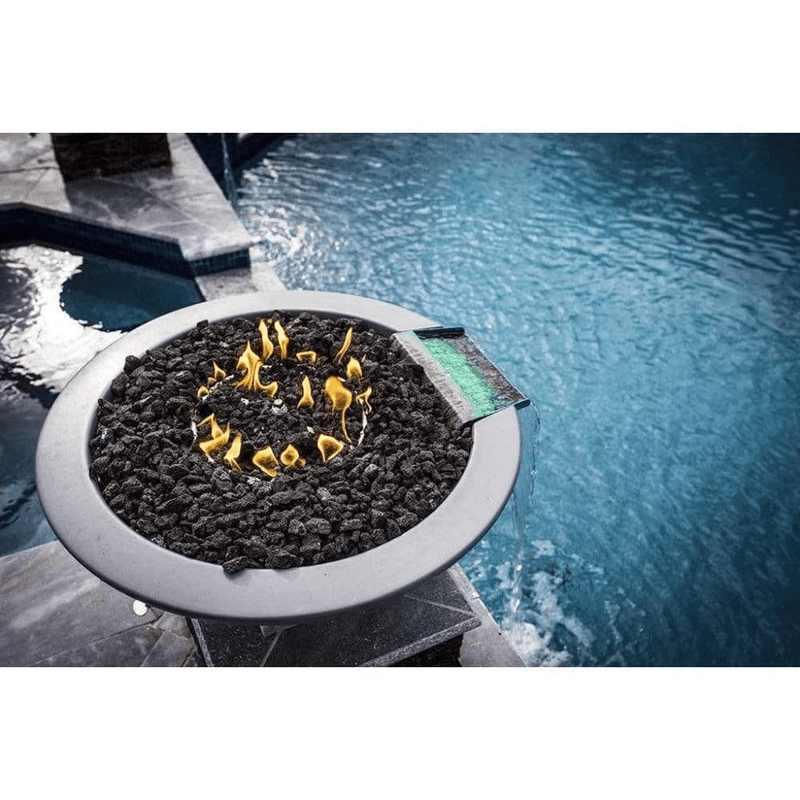 The Outdoor Plus Cazo GFRC 31" 12V Electric Ignition Concrete Round Fire & Water Bowl OPT-31RFWE12V
