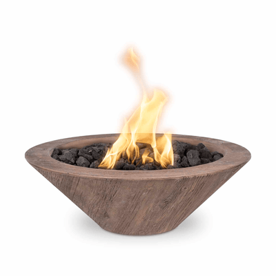 The Outdoor Plus Cazo GFRC 32" Wood Grain Concrete Round Match Lit Fire Bowl OPT-32RWGFO