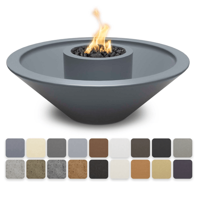 The Outdoor Plus Cazo GFRC 48″ Concrete 360° Spill Round Match Lit Fire & Water Bowl OPT-48CZFW360