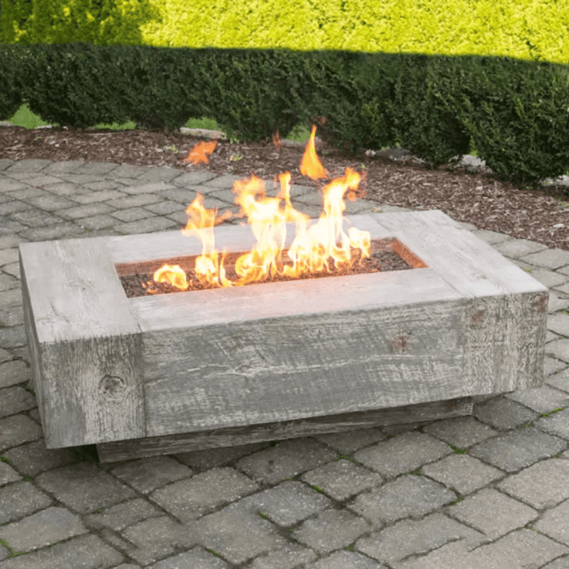 The Outdoor Plus Coronado 48" GFRC Wood Grain Flame Sense with Spark Igniter Concrete Rectangle Gas Fire Pit OPT-COR48FSEN