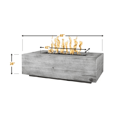 The Outdoor Plus Coronado 60" GFRC Wood Grain Match Lit with Flame Sense Concrete Rectangle Gas Fire Pit OPT-COR60FSML