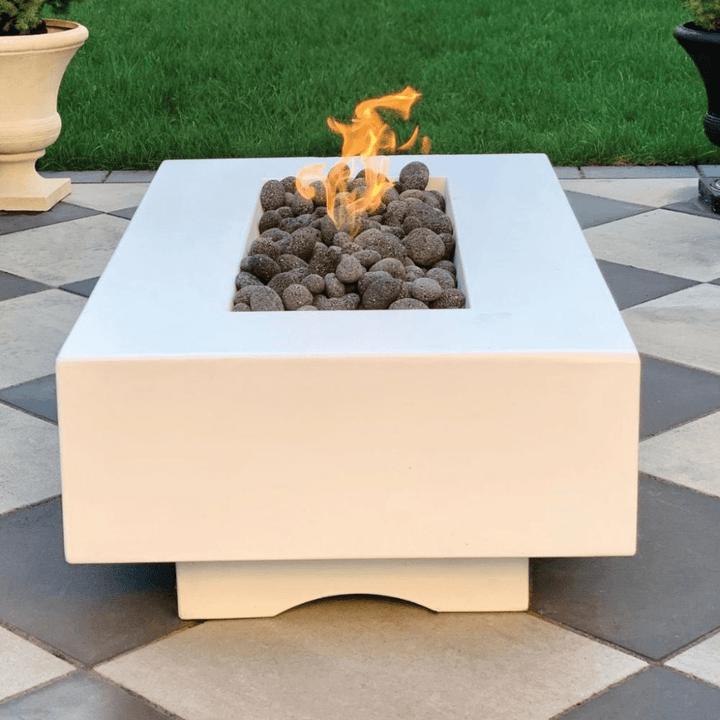 The Outdoor Plus Del Mar GFRC 48" 110V Electronic Ignition Concrete Rectangle Fire Pit Table OPT-CORGFRC48EKIT