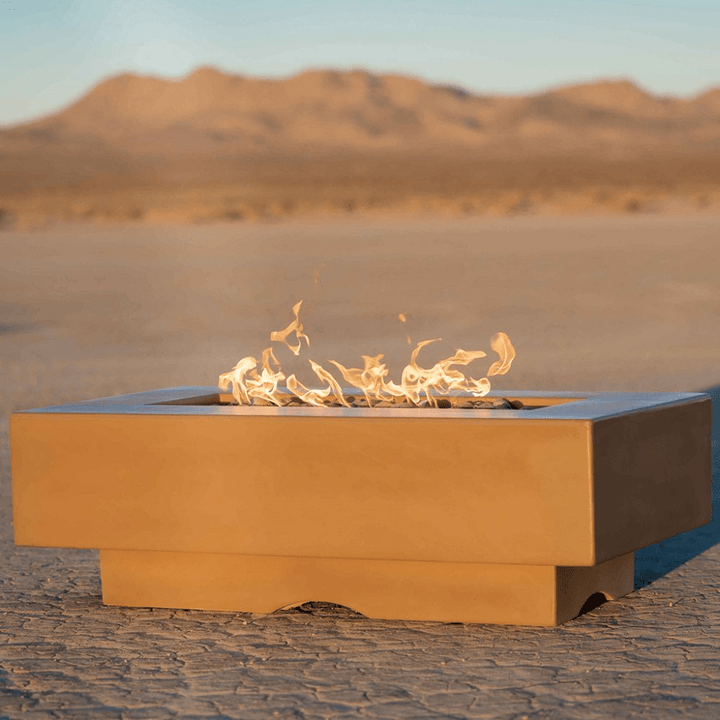 The Outdoor Plus Del Mar GFRC 48" 110V Electronic Ignition Concrete Rectangle Fire Pit Table OPT-CORGFRC48EKIT